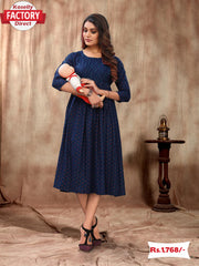 Navy Blue Feeding and Maternity Kurthi Top