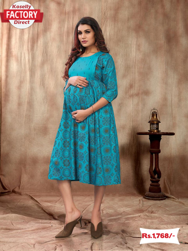 Sky Blue Feeding and Maternity Kurthi Top
