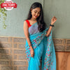 Sky Blue Georgette Sequins and Kashmiri Worked Saree