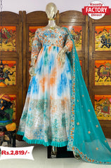 Sea Green Embroidered Gown with Dupatta