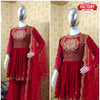 Red Designer Kurtha Sharara Dupatta Set