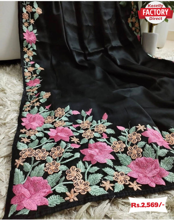 Black Embroidered Designer Saree