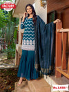 Turquoise Designer Kurtha Sharara Dupatta Set