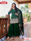 Green Designer Kurtha Sharara Dupatta Set