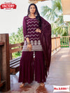 Wine Designer Kurtha Sharara Dupatta Set