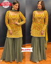 Yellow Designer Kurtha Sharara Dupatta Set