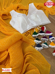 Yellow Bandhani Print Crush Saree