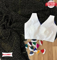 Black Bandhani Print Crush Saree