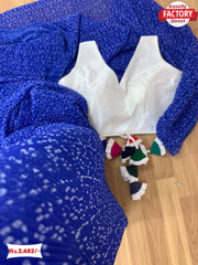 Navy Blue Bandhani Print Crush Saree