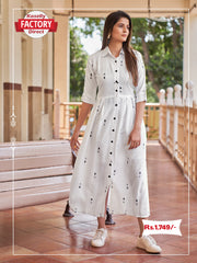 White Long Rayon Kurthi Top