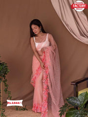 Soft Net Embroidered Sequins Saree