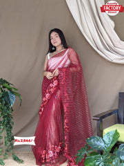 Soft Net Embroidered Sequins Saree