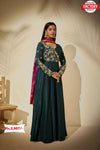 Green Blue Embroidered Gown with Dupatta