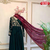 Green Blue Embroidered Gown with Dupatta