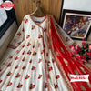White Embroidered Anarkali Gown with Fancy Dupatta