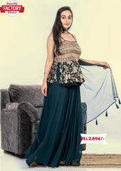 Turquoise Peplum Kurtha Sharara Set