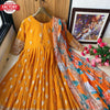Orange Embroidered Gown with Dupatta