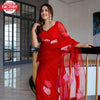 Designer Red Organza Floral Saree