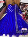 Blue Embroidered Gown with Dupatta