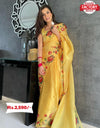 Yellow Designer Organza Saree