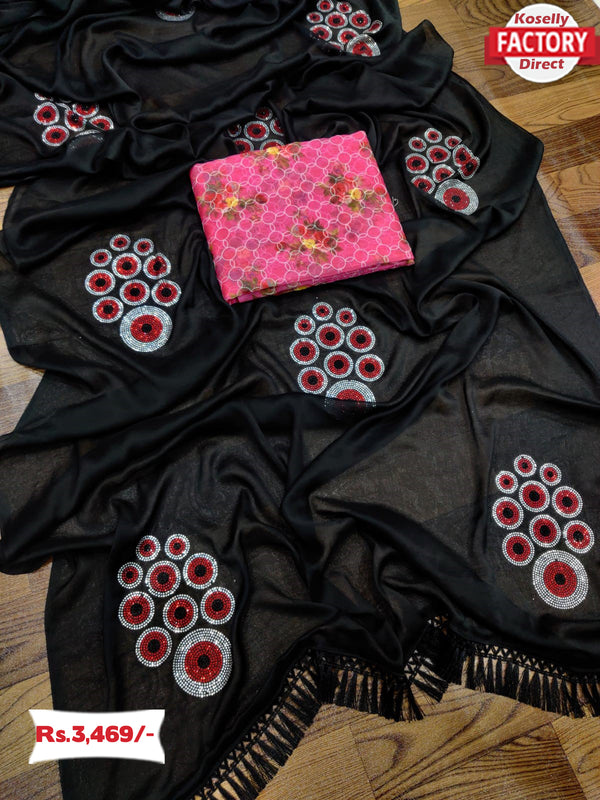 Black Partywear Stone-work Saree