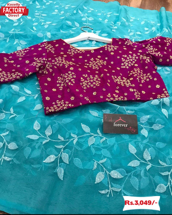 Sequins Work Pure Organza Saree