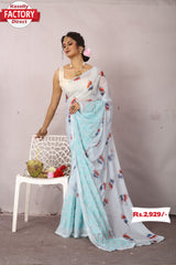 Pure Chiffon Embroidered Saree