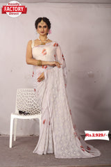 Pure Chiffon Embroidered Saree