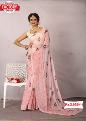 Pure Chiffon Embroidered Saree