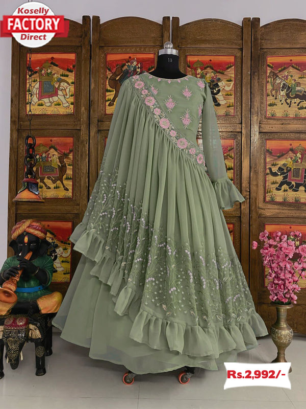 Designer Georgette Gown with Concept Dupatta Set