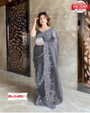 Silver Pure Organza Embroidered Saree