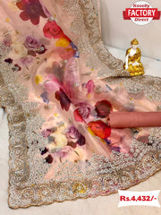 Pure Heavy Organza Handwork Partywear Saree