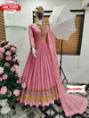 Baby Pink Embroidered Gown with Dupatta
