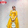 Yellow Velvet Kurtha Palazzo Dupatta Set