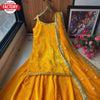 Yellow Velvet Kurtha Palazzo Dupatta Set