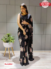 Black Designer Sequins Partywear Saree