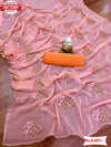 Chiffon Silk Embroidered Partywear Saree
