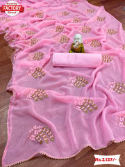 Chiffon Silk Embroidered Partywear Saree