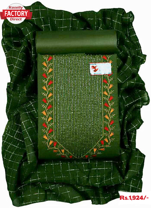 Green Embroidered Kurtha Suruwal Piece