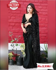 Black Georgette Sequence Saree with Sequence Blouse