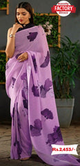 Lavender Georgette Crush Saree