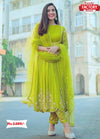 Neon Green Embroidered Gown with Pant and Dupatta