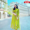 Neon Green Embroidered Gown with Pant and Dupatta