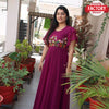 Wine Embroidered Partywear Gown