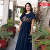 Navy Blue Embroidered Partywear Gown