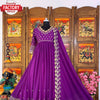 Wine Partywear Gown With Dupatta