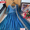 Light Blue Partywear Gown With Dupatta