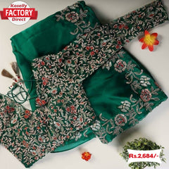 Green Organza Designer Partywear Saree