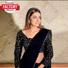 Black Pure Velvet Saree with Embroidered Blouse