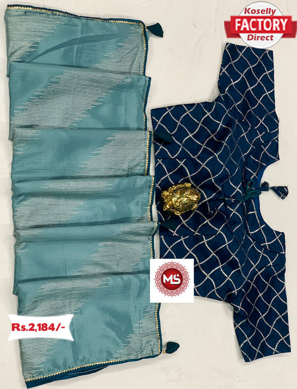 Chinnon Silk Foil Work Partywear Saree